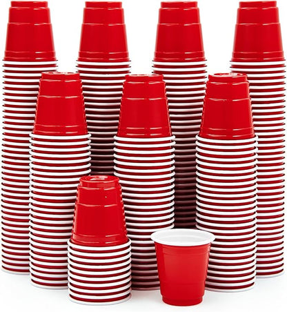 Lilymicky 300 PACK 2 oz Plastic Shot Glasses, Red Disposable Shot Cups, Mini Red Shot Cups, 2 oz Party Cups for Halloween Christmas Party
