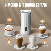 Milk Frother, 4-in-1 Electric Milk Frother and Steamer, Automatic Hot and Cold Foam Maker and Milk Warmer for Coffee, Latte, Cappuccino, Macchiato, Hot Chocolate(Pearl White)