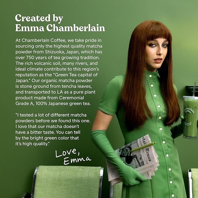 Chamberlain Coffee Ceremonial Matcha Green Tea Powder - Japanese Green Tea + Original Grade Matcha - Hot or Iced - Organic, Vegan & Gluten-Free Matcha Powder, 1.06 oz Pouch