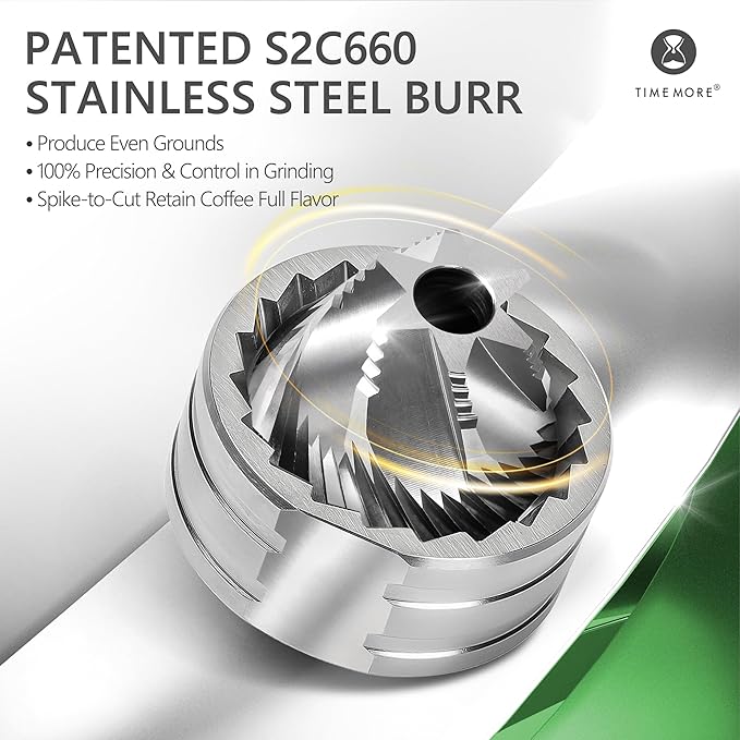 Chestnut C3 ESP Manual Coffee Grinder TIMEMORE, Hand Coffee Grinder with Internal Adjustable Grind Setting, Stainless Steel S2C Conical Burr Coffee Grinder, for Espresso to French Press - Green