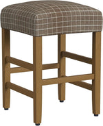 Load image into Gallery viewer, HomePop Home Decor |Classic Open-Back Counter Height Barstool| Square 24 Inch Bar Stools with Domed Cushion, Brown Window Pane Print