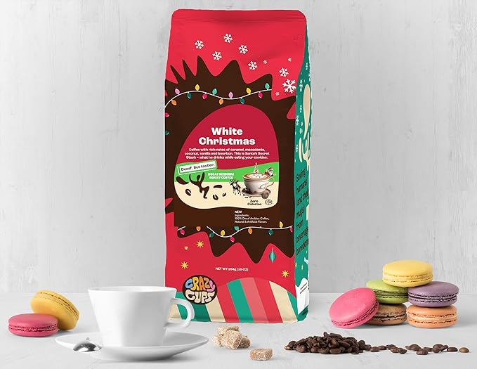 Crazy Cups Flavored Ground Decaf Christmas Coffee, Decaffeinated White Christmas Coffee in 10 oz Bag, For Brewing Flavored Hot or Iced (Pack of 1)