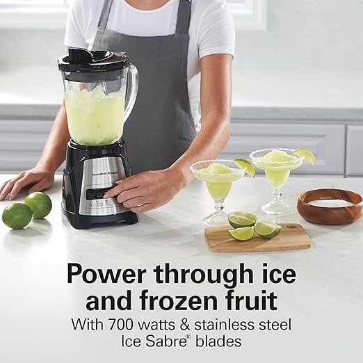 Hamilton Beach Power Elite Wave Action Blender For Smoothies, 40 Oz Glass Jar, 12 Functions Including Puree, Crush Ice, 700 Watts - Black (58148A)
