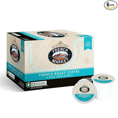 French Market Vieux Carré Blend French Roast Single Serve Coffee Pods, 12ct Box (Pack of 6)
