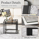 Load image into Gallery viewer, VILAWLENCE Coffee Table Set of 2, Modern Grey Patterned Glass Side Table, Metal Frame Square End Table, Center Tables Nesting Coffee Table for Living Room,Bedroom and Small Spaces