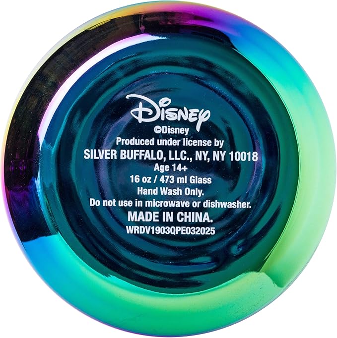 Silver Buffalo Disney Villains Featuring Scar, Maleficent, Ursula, Evil Queen, and Hades Chrome Glass Jar Tumbler with Bamboo Lid and Glass Straw, 16 Ounces