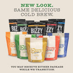 Load image into Gallery viewer, Bizzy Organic Cold Brew Coffee | Light &amp; Bright Blend | Coarse Ground Coffee | Light Roast | Micro Sifted | Specialty Grade | 100% Arabica | Brew Bags | 4 Count | Makes 14 Cups (Pack of 2)