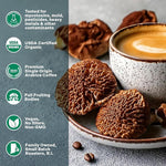 Load image into Gallery viewer, Organic Mushroom Decaffeinated Coffee Dark Roast, Red Reishi &amp; Chaga, Swiss Water Process, Full Fruiting Bodies, Decaf for Calm and Relaxed Focus Grade 1 Single Origin Peruvian, 12oz - Ground