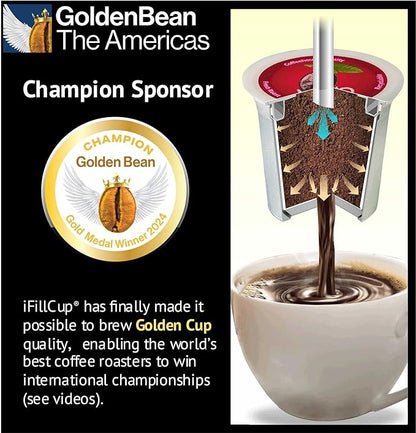 iFillCup Refillable K Cups - Hold 50% More Coffee for Richer Larger Brew, Universal K Cup Brewer Compatibility, Gold Medal Champion Sponsor, Reusable up to 5 Times | 240 Pack Red