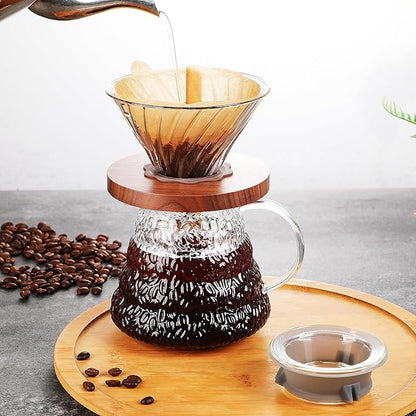 Clear Glass Coffee Server Pot for Drip Coffee Maker, 600ml/20oz Standard Glass Coffee Carafe with Lid, Coffee Pot for Manual Pour Over Coffee Maker