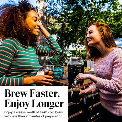 Willow & Everett Cold Brew Coffee & Iced-Tea Maker Pitcher, 1 Gal Glass Dispenser w/Metal Spigot & Mesh Filter Iced Coffee & Sun Tea Brewing System