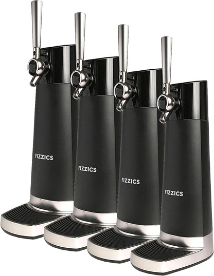 FIZZICS - DraftPour Beer Dispenser - Converts Any Can or Bottle Into a Nitro-Style Draft, Gift for Men and Beer Enthusiast, Beer Tap Draft Machine - Carbon (Pack of 4)