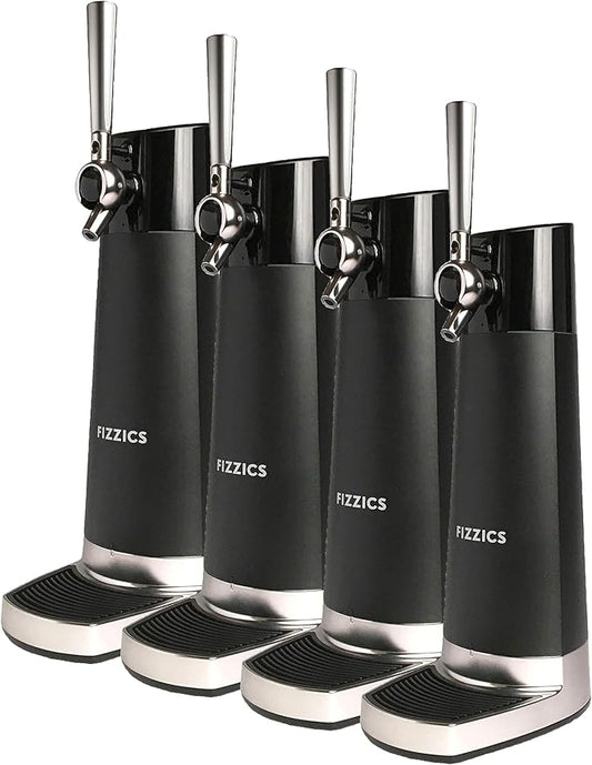 FIZZICS - DraftPour Beer Dispenser - Converts Any Can or Bottle Into a Nitro-Style Draft, Gift for Men and Beer Enthusiast, Beer Tap Draft Machine - Carbon (Pack of 4)
