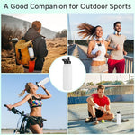 Load image into Gallery viewer, DOMICARE 40 oz Insulated Water Bottle, Vacuum Insulated Stainless Steel Sports Water Bottle with Straw Lid &amp; Spout Lid, Leakproof, Reusable - Travel, Camping, Bike, White