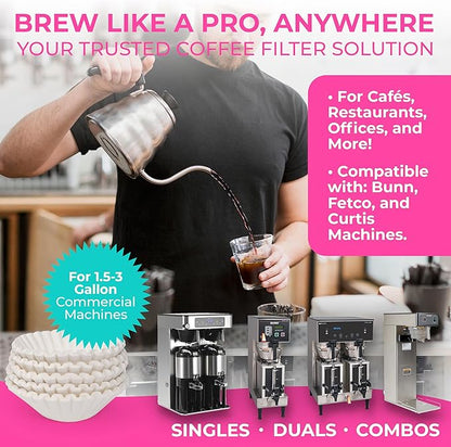 Katy’s Extra Large Coffee Filters | 1.5 to 3 Gallon Premium Commercial Coffee & Tea Filters for Restaurants, Cafés & More | 12.5” x 4.5” Inch Size | No Overflow, No Tearing | 250-Count Bulk Pack