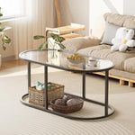 Load image into Gallery viewer, Coffee Table Black Glass Coffee Tables for Living Room, Oval Table Center Table with Sturdy Metal Frame,Modern Tempered Glass Accent Tables for Bedroom Home Office
