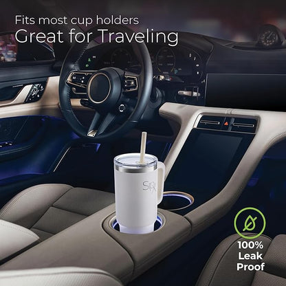 SIPX™ Insulated Tumbler With Lid And Straw, 30oz. Tumbler With Handle Keeps Cold 12 Hours, Water Bottle Thermos With Lid, BPA-Free Reusable Insulated Coffee Tumblers, Travel Mug Great For Beach Party