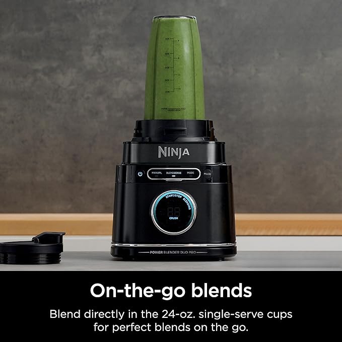 Ninja Detect Power Blender Pro + Personal Single-Serve, BlendSense Technology, For-Smoothies, Food and More, Compact Kitchen Countertop, 1800 P-Watts, 72 oz. Pitcher, (2) 24 oz. Cups, Black, TB301