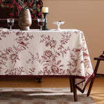 Load image into Gallery viewer, Designer Vintage Linen Long Tablecloth Rectangle,Red Floral Pattern Linen Stain Resistant Table Cloth,Decor Tablecloths for Dining Thanksgiving Kitchen Tea Party,63"*94"-Harmony