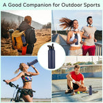 Load image into Gallery viewer, DOMICARE 40 oz Insulated Water Bottle, Vacuum Insulated Stainless Steel Sports Water Bottle with Straw Lid &amp; Spout Lid, Leakproof, Reusable - Travel, Camping, Bike, Navy Blue