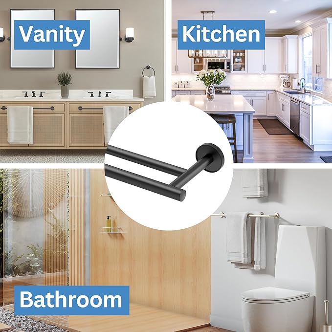 Gatco 5554MX Sky Double Towel Bar, 24 Inch, Matte Black