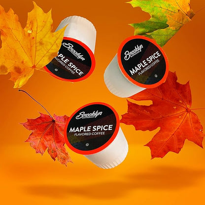 Brooklyn Beans Roastery Coffee Pods, Fall Maple Spice Flavored - Compatible with Keurig K Cup Brewers Including 2.0 Machines, 40 Count, Autumn-Inspired
