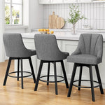 Load image into Gallery viewer, Swivel Bar Stools, 24" Counter Height Barstools, Fabric Upholstered Counter Bar Stools with Solid Wood Legs for Kitchen Island, Home Bar, Dark Gray