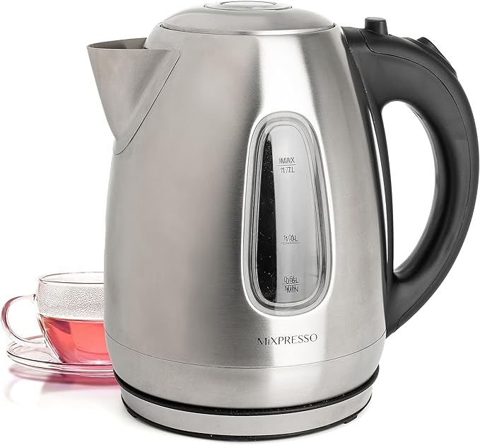 Mixpresso 1.7L Stainless Steel Small Electric Kettle, Cordless 1500w Fast Boiling Pot, Portable Hot Water Electric Tea Kettle With Boil Dry Protection & Auto Shut-Off