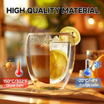 Load image into Gallery viewer, 8 Ounces Set of 4 Double Walled Glass Coffee Mugs Insulated Layer Coffee Cups Borosilicate Glass Espresso Double Insulated Clear Glass Coffee Mug for Hot Beverages