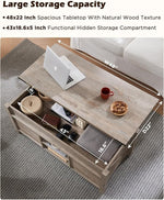 Load image into Gallery viewer, OKD 48" Farmhouse Lift Top Coffee Table with Sliding Barn Door, Rustic Center Table w/Hidden Storage Compartment, Lift Tabletop Dining Table w/Adjustable Shelf for Living Room,Light Rustic Oak