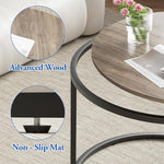 Load image into Gallery viewer, aboxoo Coffee Table Nesting Side Round Table Set of 2 End Table with Sturdy Metal Frame for Living Room Bedroom Apartment Modern Industrial Simple Nightstand,Oak