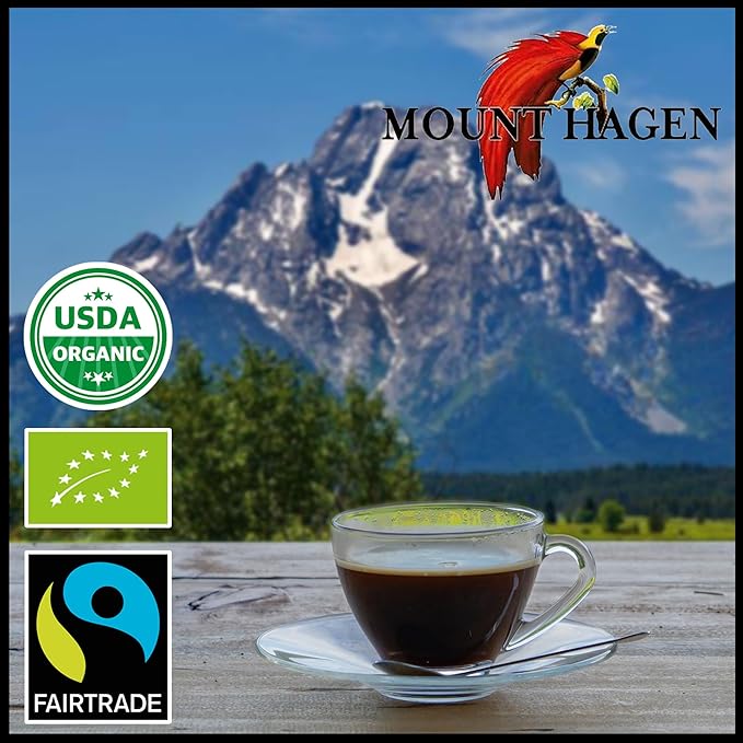 Mount Hagen 3.53oz Organic Freeze Dried Instant Coffee - 6 pack | Eco-friendly Coffee Made From Organic Medium Roast Arabica Beans | Fair-Trade Coffee Instant [6 x 3.53oz Jar]