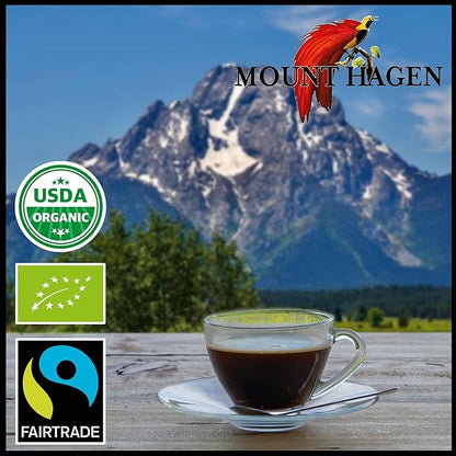 Mount Hagen 3.53oz Organic Freeze Dried Instant Coffee - 2 pack | Eco-friendly Coffee Made From Organic Medium Roast Arabica Beans | Fair-Trade Coffee Instant [2 x 3.53oz Jar]