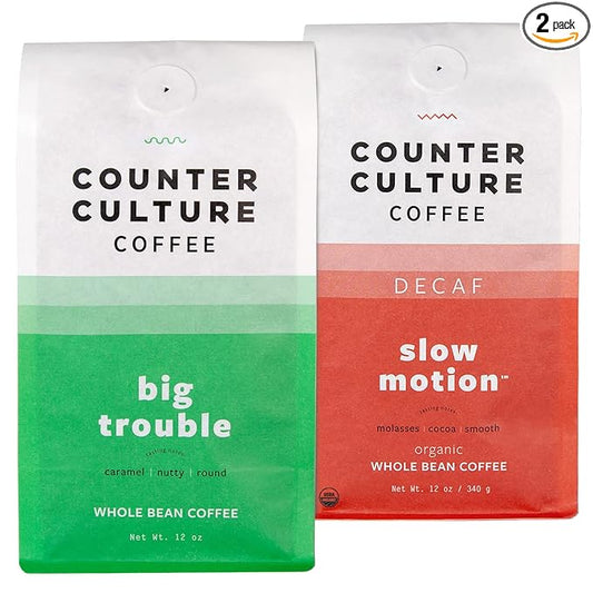 Counter Culture Coffee - Whole Bean Coffee - Multi-Pack - One 12oz Bag of Each (Big Trouble and Slow Motion)