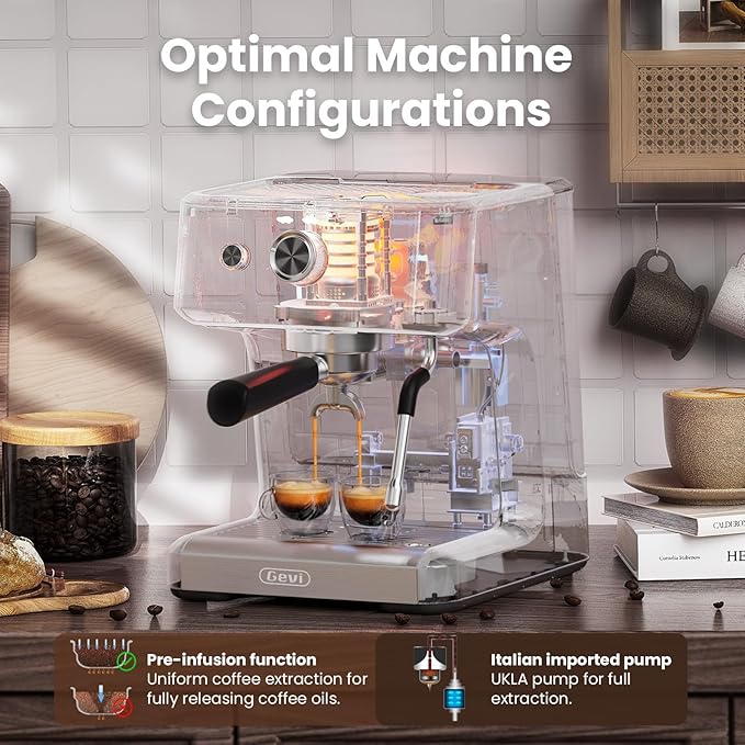 Gevi 58mm Commercial Grade Espresso Machine with PID Temp Control, Adjustable Shot/Temp, Powerful Steam Wand & Barista Kit - Ideal for Home & Café (EzBru 1000)