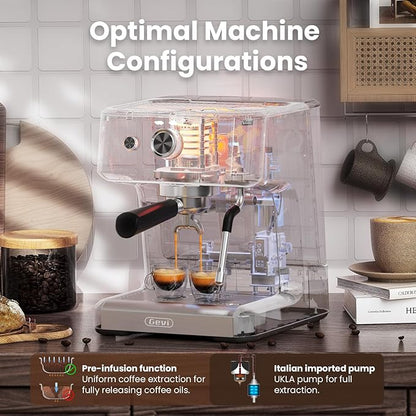 Gevi 58mm Commercial Grade Espresso Machine with PID Temp Control, Adjustable Shot/Temp, Powerful Steam Wand & Barista Kit - Ideal for Home & Café (EzBru 1000)
