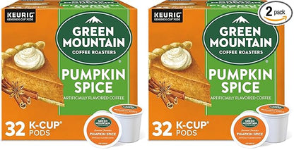 Green Mountain Coffee Roasters Seasonal Selections Pumpkin Spice, Keurig Single-Serve K-Cup Pods, Light Roast Cofee, 32 Count (Pack of 2)
