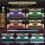 Load image into Gallery viewer, Grey LED Coffee Table with 2 Storage Drawers for Living Room Square Center Middle Table Modern Cocktail Table with Light 2-Tier Tea Tables Contemporary Mid Century Wood Home Office Waiting Room