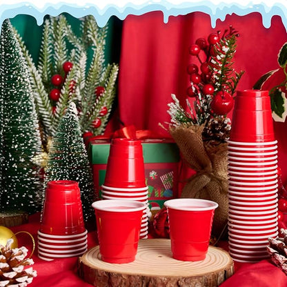 Lilymicky 300 PACK 2 oz Plastic Shot Glasses, Red Disposable Shot Cups, Mini Red Shot Cups, 2 oz Party Cups for Halloween Christmas Party