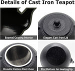 Load image into Gallery viewer, 40.6oz Cast Iron Teapot Set with Cast Iron Warmer, Japanese Tetsubin Tea Kettle Set with Cups,Cast Iron Teapot with Stainless Steel Infuser and Enameled Interior for Stovetop Safe(1200ml)