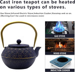 Load image into Gallery viewer, 33.8oz Small Cast Iron Tea Kettle for Stovetop, Japanese Tetsubin Tea Pot Coated with Enameled Interior, Durable Cast Iron Teapot with Stainless Steel Infuser for Loose Tea and Tea Bags(1000ml)