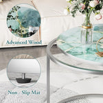 Load image into Gallery viewer, aboxoo Coffee Table Nesting Side Round Set of 2 End Table Green Art Table Top Sturdy Metal Frame Desk Centerpiece Living Room Bedroom Apartment Modern Industrial Simple Nightstand