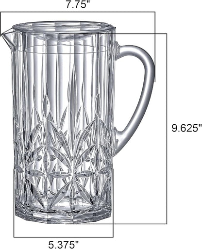 Amazing Abby - Stately - Acrylic Pitcher (80 oz), Clear Plastic Water Pitcher with Lid, Fridge Jug, BPA-Free, Shatter-Proof, Great for Iced Tea, Sangria, Lemonade, Juice, Milk, and More