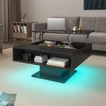 Load image into Gallery viewer, 30.7" Lift Top Coffee Table with Storage, Square Black Led Coffee Table with Large Hidden Storage, Wood Living Room Table Led Center Table for Dining Reception Room