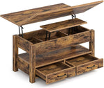 Load image into Gallery viewer, Rolanstar Coffee Table Lift Top, Multi-Function Convertible Coffee Table with Drawers and Hidden Compartment, Converts to Dining Table for Living Room, Home Office, Rustic Brown