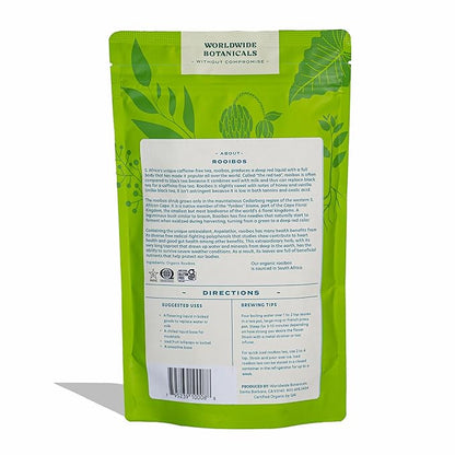 Worldwide Botanicals Organic Red Rooibos Tea – 8oz - 100% South African Aspalathus linearis – Loose Leaf, Cut and Sifted - Resealable Bag for Freshness