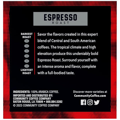 Community Coffee Dark & Bold Espresso Roast 12 Count Coffee Pods, Extra Dark Roast Compatible with Keurig 2.0 K-Cup Brewers, 12 Count (Pack of 1)