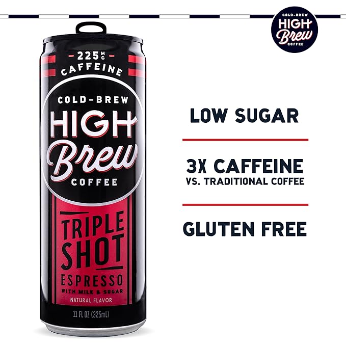 High Brew Coffee, Triple Shot Espresso, Cold Brew Coffee, 11 Fl Oz, Ready-To-Drink (Pack of 12)