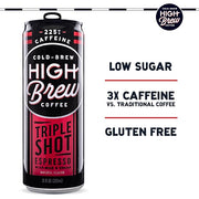 High Brew Coffee, Triple Shot Espresso, Cold Brew Coffee, 11 Fl Oz, Ready-To-Drink (Pack of 12)