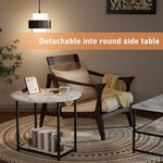 Load image into Gallery viewer, WOHOMO 48IN Faux Marble Wood Coffee Table with Adjustable Shelf, White Nesting Tables 2 in 1, Small Coffee Tables for Living Room